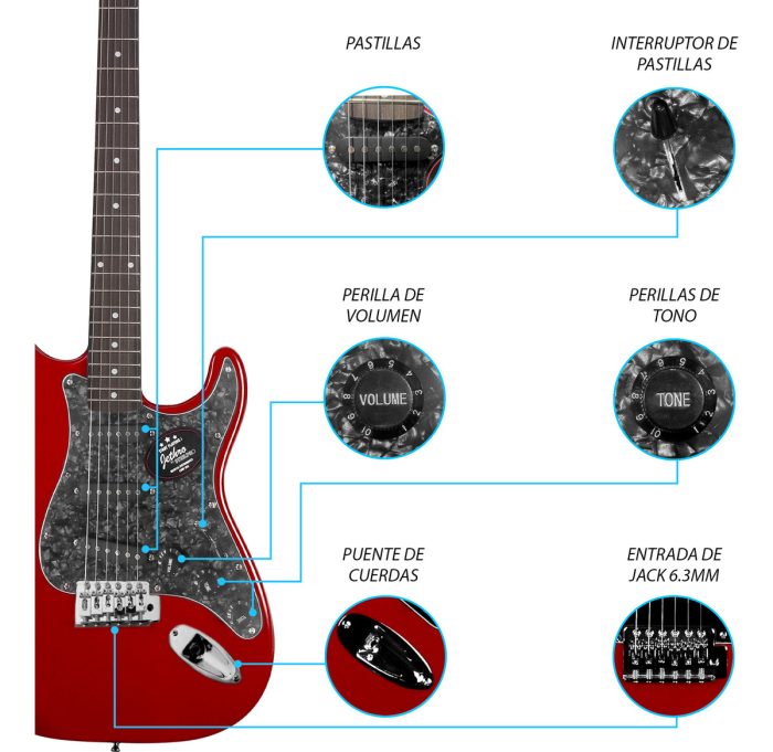 Guitarra Eléctrica Stratocaster Con Amplificador y Accesorios - Imagen 4