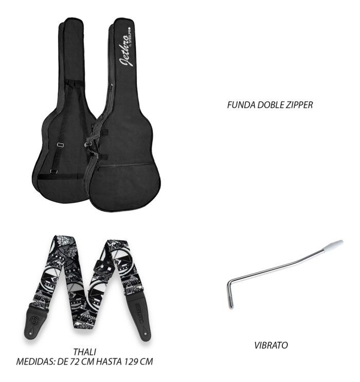 Guitarra Eléctrica Stratocaster Con Amplificador y Accesorios Color Negro Guitarra Eléctrica Negra - Imagen 3