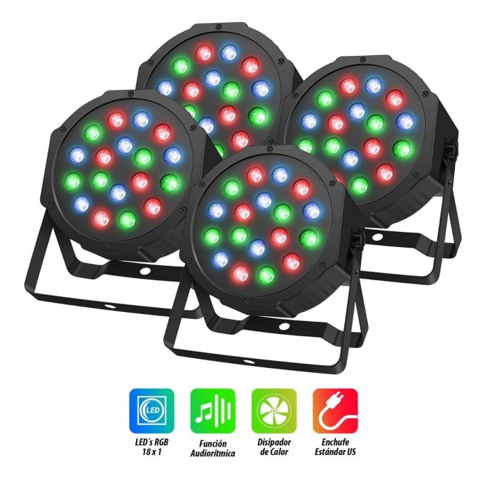 Paquete De 4 Piezas De Cañón Led Reflector 18x1 Rgb Dmx - Imagen 3