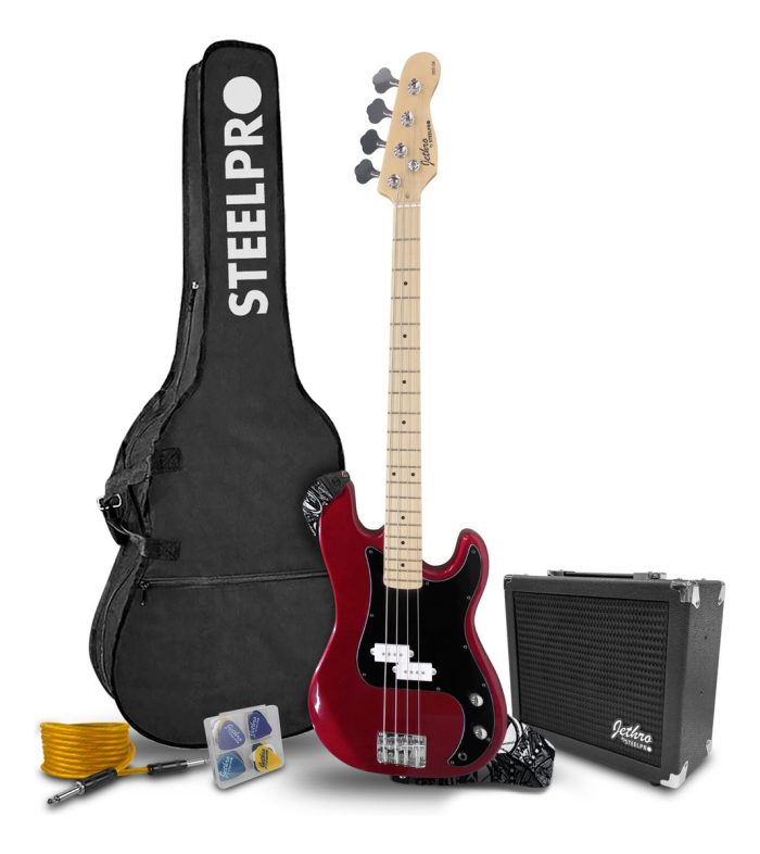 Bajo Eléctrico 4 Cuerdas con Amplificador y Accesorios PJ Bass