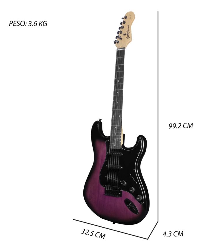 Guitarra Eléctrica Stratocaster Morada con amplificador y accesorios - Imagen 6