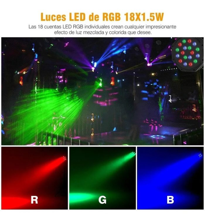 Paquete De 4 Piezas De Cañón Led Reflector 18x1 Rgb Dmx - Imagen 5